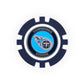 The NFL Team Ball Marker by NFL features a navy and white poker chip design with the Tennessee Titans logo in the center and "Tennessee Titans" written around it on a blue background.