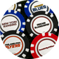 NHL Team Ball Markers by NHL, featuring logos of the St. Louis Blues, Chicago Blackhawks, New York Rangers, Philadelphia Flyers, and Detroit Red Wings, are displayed closely together on a surface.