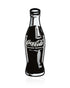 The Pins and Aces Coca-Cola Bottle - Ball Marker features a classic glass Coke bottle design with logo and TRADE-MARK text, shown on a white background alongside a stainless steel golf ball marker.