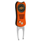 The orange Switchfix ACC College Switchfix Divot Tool with Ball Marker features a textured grip, two metal prongs, a switchblade mechanism for easy use, and the Oklahoma State University logo on top.