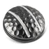 The Two Rail Ball Marker by OnPointGolf.us is a round, metallic 3D marker with a dimpled golf ball texture, two smooth raised silver stripes, and a ridged edge—an ideal and unique putting aid.