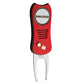 The Ballmarkers.com NHL Switchfix Divot Tool with Ball Marker features a red and black Ottawa Senators design, switchblade mechanism, circular team logo, two gold buttons, metal prongs, and a magnetic ball marker.