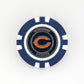 Show off your team pride with the Ballmarkers.com Chicago Bears poker chip ball marker, featuring a blue and white design, bold orange C logo, and "Chicago Bears" text—an essential NFL golf accessory for any fan’s collection.