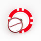 A red and white poker chip-style Ballmarkers by Logie Joes marker features a round Detroit Red Wings NHL ball marker at its center, both shown on a white background.