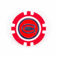 A red and white poker chip-style golf ball marker by Ballmarkers from Logie Joes, featuring the Montreal Canadiens logo with a large C and H in the center, shown on a white background.