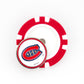 Show your support with this Ballmarkers by Logie Joes marker: a red and white poker chip-style design featuring the Montreal Canadiens logo—a red C and blue H outlined in white and blue—on a round pin on top.