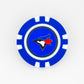 Show off your Toronto Blue Jays pride on the course with this blue and white poker chip ball marker from Ballmarkers.com, featuring the team's classic blue jay head logo with red maple leaf. Ideal for any MLB fan!.