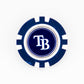 Show your team pride on the green with the Tampa Bay Rays ball marker by Ballmarkers.com—a blue and white chip featuring the team's TB logo, perfect for MLB fans and golf enthusiasts.
