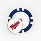 The Ballmarkers.com Minnesota Twins ball marker features a round magnetic top with the team logo in red and navy—ideal for any MLB or golf fan.