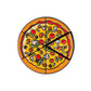 Logie Joe’s Golf Supreme Pizza "Slice" Premium Ball Marker features a cartoon-style whole pizza with six slices—one as a removable marker—topped with mushrooms, olives, peppers, and pepperoni on a white background.