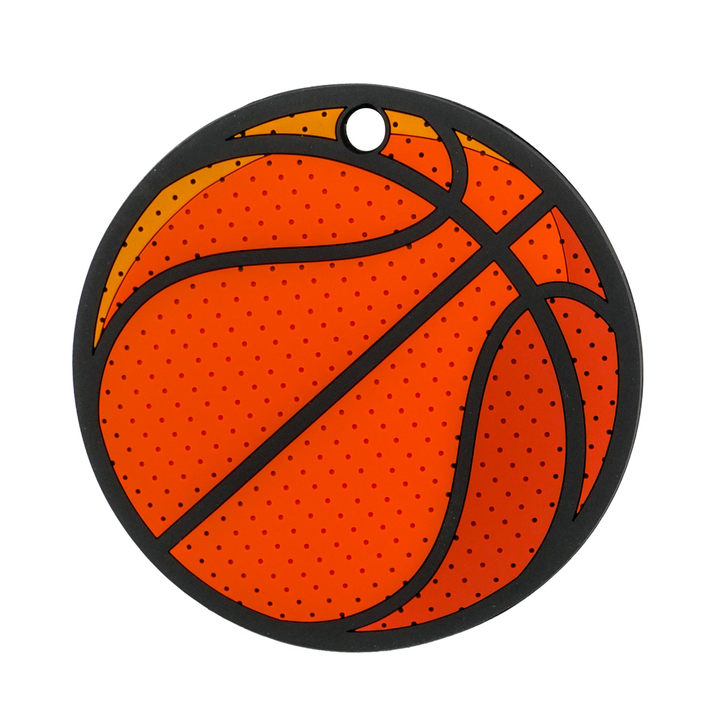 The Logie Joe's Golf Basketball Putting Disk is a round, flat keychain shaped like an orange basketball—perfect for sports fans or as a fun putting disk for golf practice.
