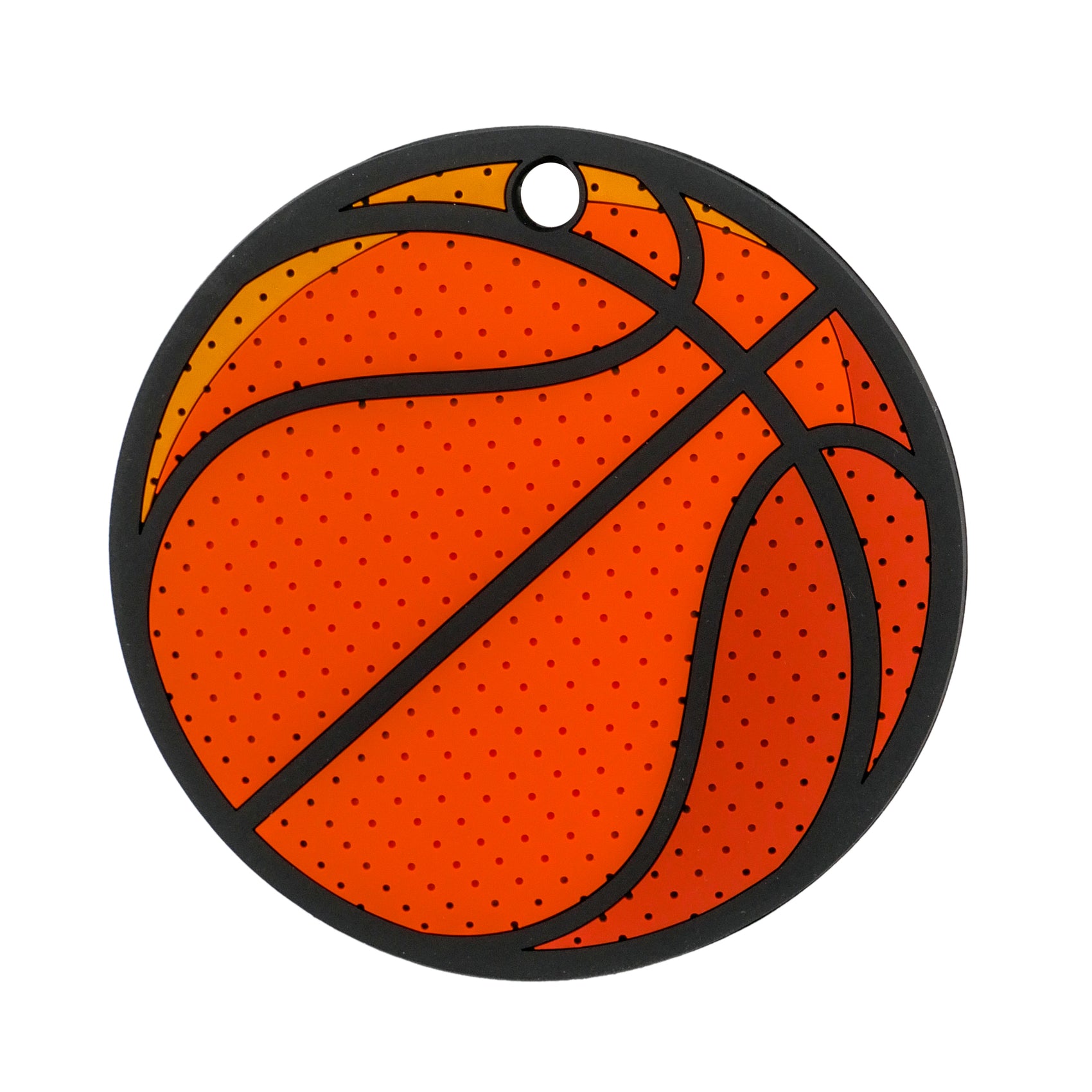 The Logie Joe's Golf Basketball Putting Disk is a round, flat keychain shaped like an orange basketball—perfect for sports fans or as a fun putting disk for golf practice.