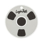 The Bottom of the Cup Putting Disk by Logie Joe's Golf is a round, white practice tool with three black curved shapes and a center circle. "Logie Joe's Golf" is printed on top, plus a hole for attaching—ideal for golf putting training.