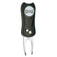 The NFL Switchfix Divot Tool with Ball Marker features a black textured grip, two metal prongs, a magnetic ball marker, and displays the Philadelphia Eagles logo on top.