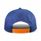 A blue perforated Dino Nugget Snapback Hat by Logie Joe's Golf is shown from the back, displaying an orange adjustable snap closure. This magnetic golf hat comes with a matching ball marker for playful style and convenience.