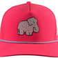 Add playful style to your golf gear with Logie Joe’s Golf Frosted Elephant Snapback Hat + Matching Ball Marker, featuring a bright pink cap and a cartoon elephant with multicolored polka dots on the front panel.