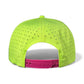 The I'd Hit That Piñata Golf Hat by Logie Joe's Golf is a bright llama multicolor snapback cap with built-in magnetic ball marker holder (marker included), ventilation holes, and an adjustable closure, viewed from the back.