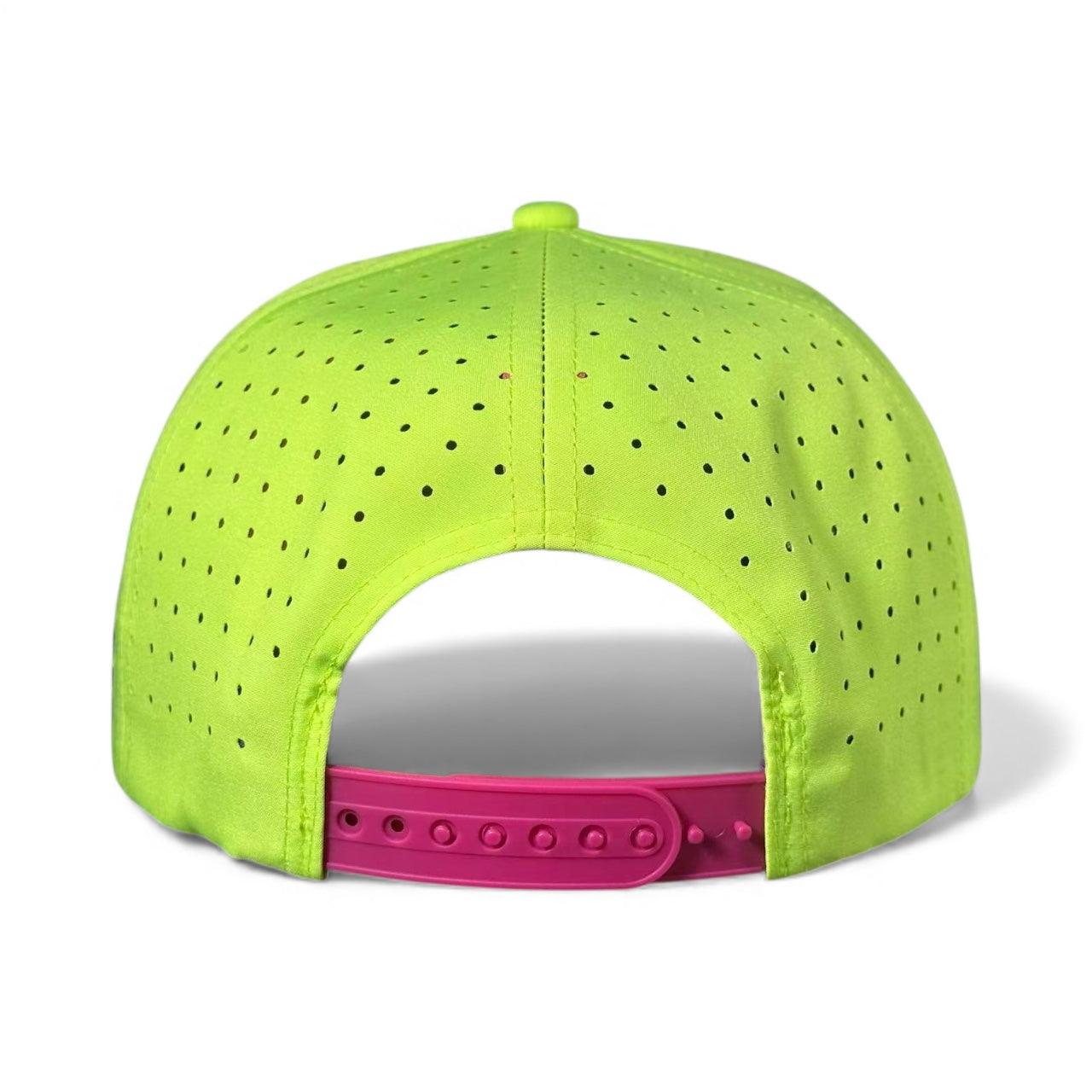 The I'd Hit That Piñata Golf Hat by Logie Joe's Golf is a bright llama multicolor snapback cap with built-in magnetic ball marker holder (marker included), ventilation holes, and an adjustable closure, viewed from the back.