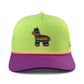The Logie Joe's Golf "I'd Hit That Piñata" snapback golf hat features a multicolor llama embroidery, a purple brim with pink trim, and a built-in magnetic ball marker holder—perfect for standing out on the course. Adjustable fit.