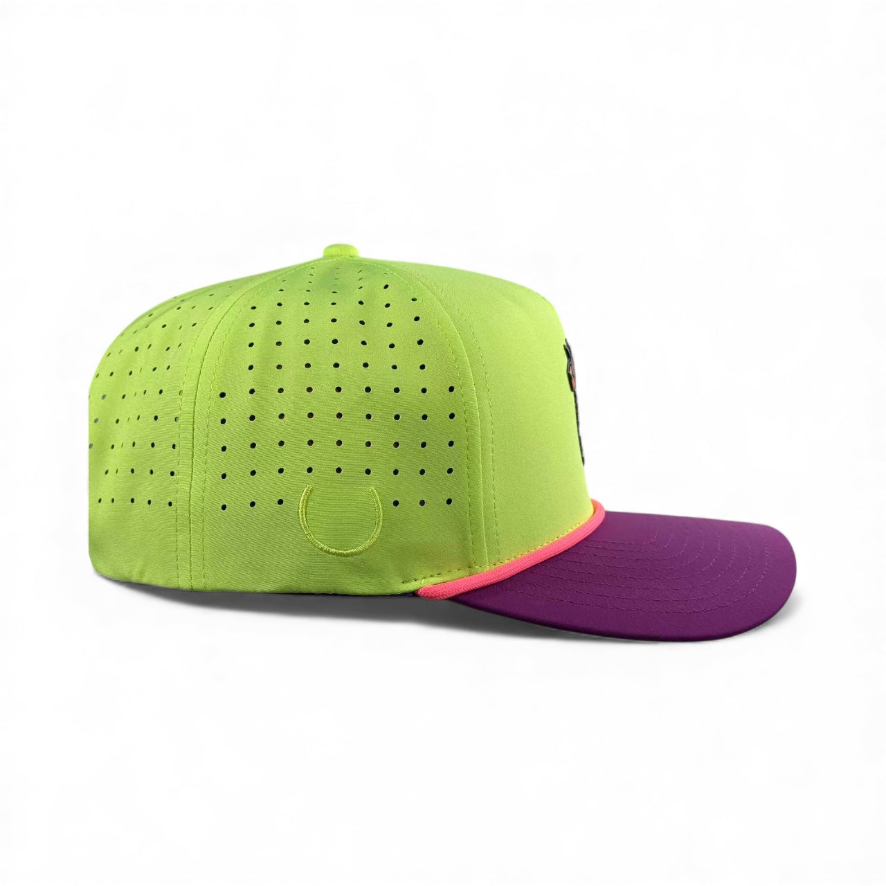 A multicolor "I’d Hit That Piñata Golf Hat" snapback by Logie Joe’s Golf, featuring a built-in magnetic ball marker holder, adjustable fit, and llama design, displayed against a white background.