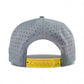 The Logie Joe's Golf UFO Snapback Cap in Alien Gray features a perforated back with a yellow adjustable closure and includes a built-in magnetic ball marker holder and marker, shown on a plain white background.