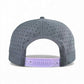 A back view of the gray Logie Joe’s Golf Astronaut Walker Golf Hat features a perforated design and light purple adjustable snapback closure, shown against a plain white background. Built-in magnetic ball marker holder with marker included.