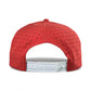 Back view of Logie Joe's Golf Missing Milk adjustable red snapback hat with built-in magnetic ball marker holder, marker included, small black ventilation holes, and white closure—shown against a white background.