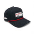 The Logie Joe’s Golf Free Golf Balls Van Snapback Hat features a black design with a red cord, a white van graphic labeled “Free Cole Balls,” and comes with a matching magnetic van pin ball marker on the left side.