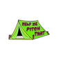 A green "Pitch That Tent" by Logie Joe's Golf features "HELP ME PITCH THAT" in bold red, stylized lettering on its side and top, evoking premium golf gear style, shown against a clean white background.