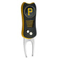 The MLB Switchfix Divot Tool with Ball Marker by MLB features a black and yellow handle, two metal prongs, a magnetic ball marker, and the Pittsburgh Pirates P logo. Part of the MLB Team Switchfix Divot Tools collection.