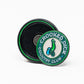 The Pins and Aces Pop Out Medallion Ball Marker - Crooked Dick displays "CROOKED DICK COUNTRY CLUB" around a cartoon green phallic golf club, shown positioned in front of an open black case.