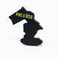 A black enamel HEYDUDE - Alien Ball Marker by Pins and Aces, shaped like Michigan, features bold yellow branding on a flag and is photographed against a plain white background.