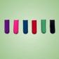 Six Black Byrd fabric-covered eyeglass cases by The Byrd, LLC are arranged in a row on a green gradient background—each purchase of THE BYRD GOLF CLYP includes a free tee or ball marker from Clyp.