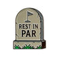 The Rest In Par Ball Marker from Ballmarkers.com features a cracked cartoon tombstone with grass, a golf flag, and "REST IN PAR" engraved—an ideal golf accessory or ball marker for your next round.