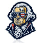 The Pins and Aces Rockin Washington - Ball Marker features a stylized George Washington in aviator sunglasses with the American flag, making it a unique premium golf accessory with magnetic hat clip.