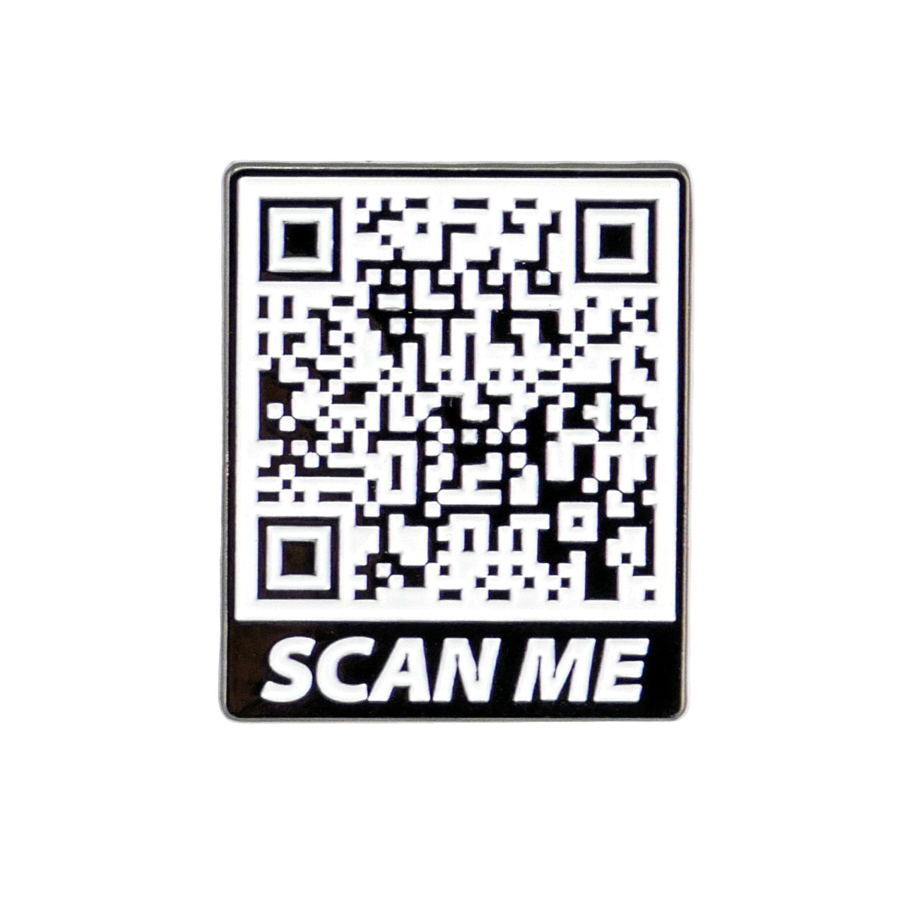 A black and white QR code labeled "SCAN ME" in bold white letters on a plain background by Logie Joe's Golf—ideal for discovering unique golf accessories like the premium Scan Me ball marker.