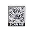 A black and white QR code labeled "SCAN ME" in bold white letters on a plain background by Logie Joe&