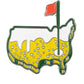 The Smashters Ball Marker by Grunk Dolfer features a US-shaped golf green with a red flag in the southeast, accented with yellow and white for sand traps—ideal for unique golf gifts or as your next custom ball marker.