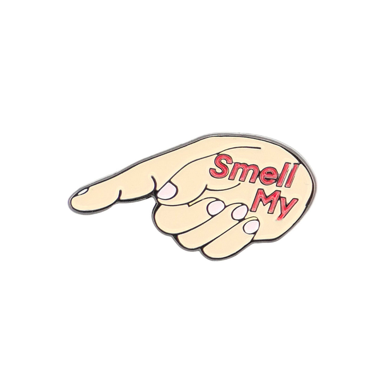 Logie Joe's Golf "Smell My Finger" ball marker features a cartoon hand pointing left with "Smell MY" in red on the palm—a funny, premium golf accessory for players who enjoy standing out on the course.