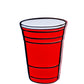 The Red Party Cup Ball Marker by Pins and Aces features a simple red plastic cup illustration with bold black outlines on a white background—an ideal fun golf accessory.