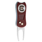 The Switchfix ACC College Switchfix Divot Tool with Ball Marker features a maroon handle, the University of South Carolina Gamecocks logo, two metal prongs, and a magnetic ball marker for added convenience.
