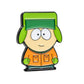 The South Park Ball Marker - Kyle by Pins and Aces features a cartoon character with a green hat, green gloves, orange jacket, and round eyes on a white background with a faint shadow. Part of the Pins and Aces South Park golf accessories collection.
