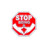 The Stop Being a P*%#! Ball Marker by Logie Joe's Golf is a red octagonal marker with bold white text and hands design—a funny and unique addition to your golf accessories collection.