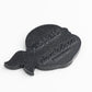A black, textured rubber patch shaped like Leonardo’s head with embossed Pins and Aces and Nickelodeon logos—perfect as a TMNT - Leonardo Ball Marker from Pins and Aces for your golf game.