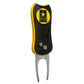 The Switchfix US Military Switchfix Divot Tool with Ball Marker features a black and yellow design, textured handle grips, two metallic buttons, and a U.S. Army logo ball marker above the metal prongs.