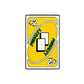 The Logie Joe's Golf 2 Penalty Card Ball Marker features a bold yellow UNO-inspired +2 design, signaling a two-stroke penalty—just like drawing cards in UNO. White and black detailing gives it standout style on the course.