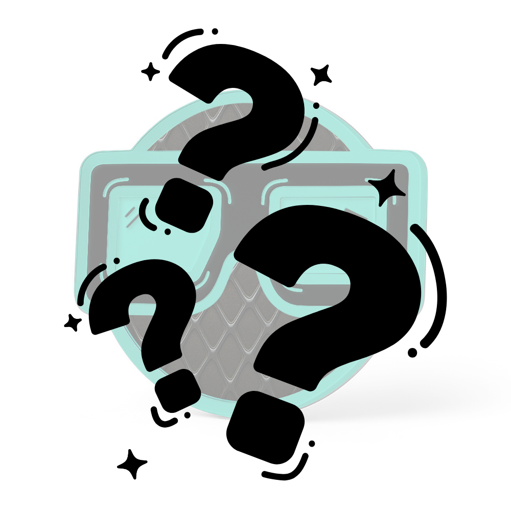 A turquoise safety goggles icon with three large black question marks suggests confusion about a golf accessory, such as the BLURRD THE BLURRD PREMIUM BALL MARKER by BLURRD, and questions its role in safety or protection.