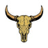 The Bull Skull Ball Marker by Ballmarkers.com features a tan bull skull with long brown horns on white—an eye-catching western golf accessory for fans of Wild West style.