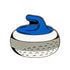 The Ballmarkers.com Curling Ball Marker features a stylized illustration with a blue handle and textured white base, shown on a plain background—ideal for fans of Team USA at the Winter Games.