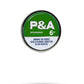 A round Pins and Aces 6 Milly - Spearmint Ball Marker tin with a green and white design sits beside a magnetic ball marker. The label warns, “This product results in birdies. Birdies can be very addictive.”.